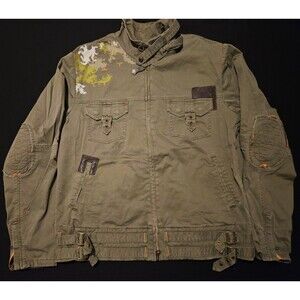 RARE Hause of Howe Olive Green Moto Biker Jacket Daddy Yankee MTV Linkin Park